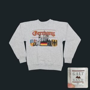 Vintage 80s Galt Sand Germany Castle Graphic Sweatshirt Heather Gray Mens S